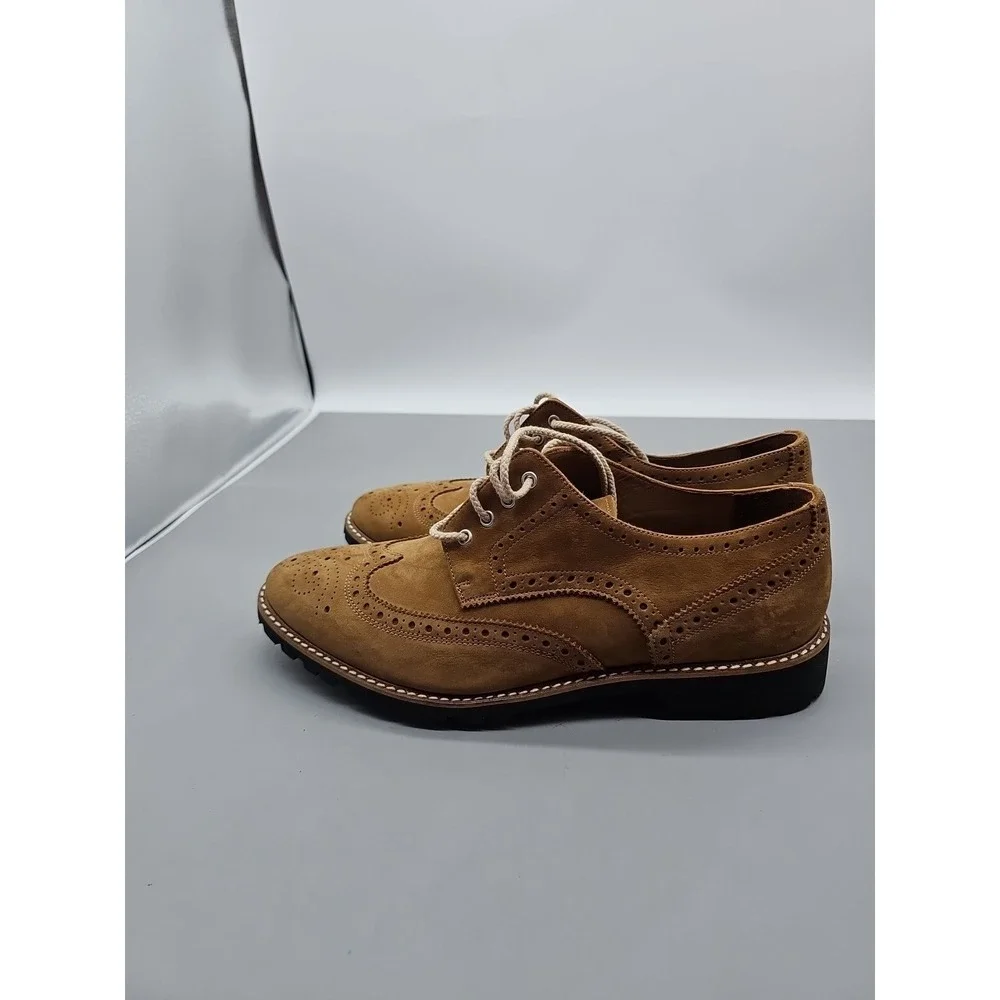 Mike Konos  Made in Italy Tan Suede Wingtip Oxford Shoes Sz 11.5 New